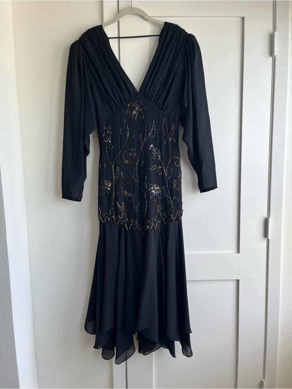 Vintage Casadei V-Neck Beaded Midi Dress